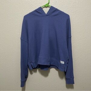 Calvin Klein Performance Cropped Waffle Knit Hoodie Blue XL Thermal Layer